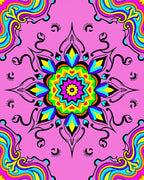Psychedelic Pink Swirl Mandala Rug