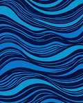 Deep Blue Wavy Stripe Rug