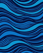 Deep Blue Wavy Stripe Rug