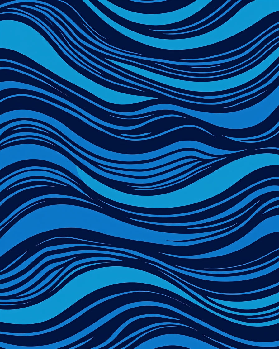 Deep Blue Wavy Stripe Rug