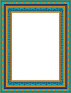 Turquoise Gold Blue Oceanic Border Rug