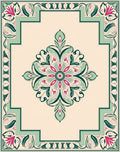 Flowing Teal Pink Floral Mandala Rug