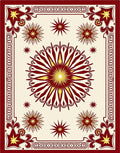 Crimson Yellow Starburst Medallion Rug