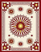 Crimson Yellow Starburst Medallion Rug