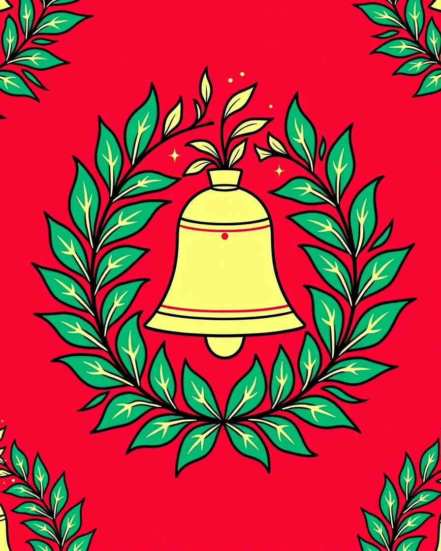 Red Yellow Bell Laurel Wreath Rug