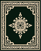 Elegant Ivory Cream Medallion Border Rug