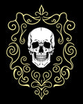 White Skull Yellow Scroll Emblem Rug