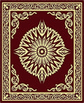 Crimson Golden Floral Medallion Border Rug