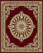 Crimson Golden Floral Medallion Border Rug