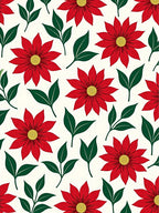 Bold Red Floral Leaf Arrangement Rug