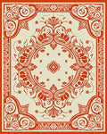 Crimson Floral Scroll Medallion Rug