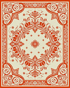 Crimson Floral Scroll Medallion Rug