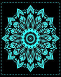 Bright Aqua Radial Flower Mandala Rug