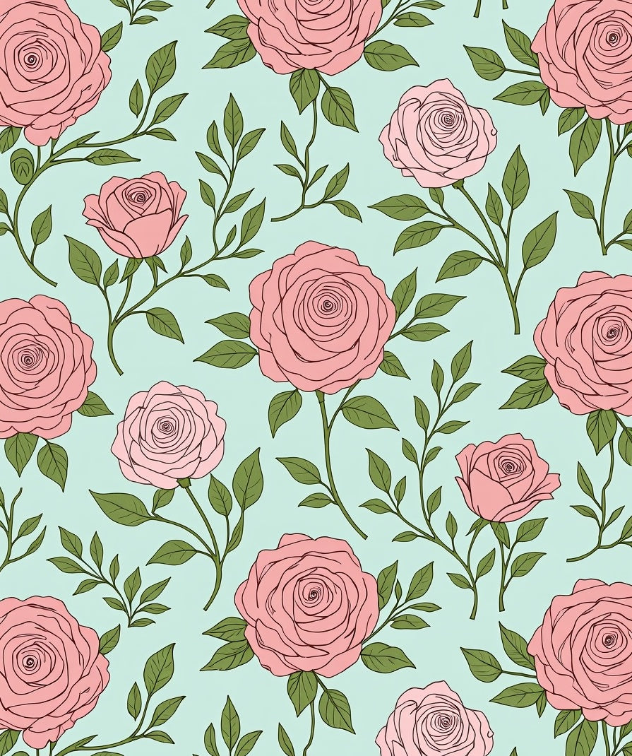 Soft Pink Rose Garden Swirls Rug