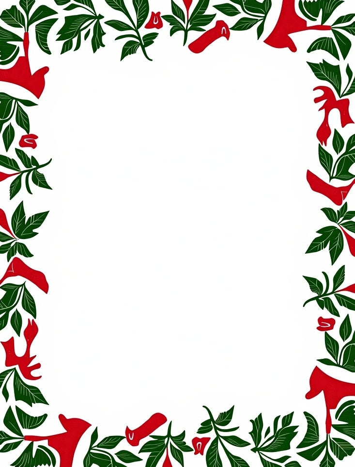 Festive Red Green Holly Garland Rug