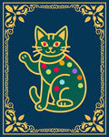 Green Polka Dot Cat Border Rug