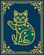 Green Polka Dot Cat Border Rug