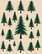 Dark Green Evergreen Forest Repeating Pattern Rug