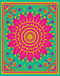 Vibrant Teal Pink Mandala Burst Rug