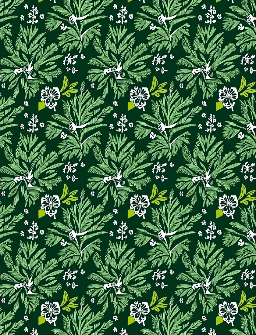 Dark Green Lush Tropical Foliage Rug