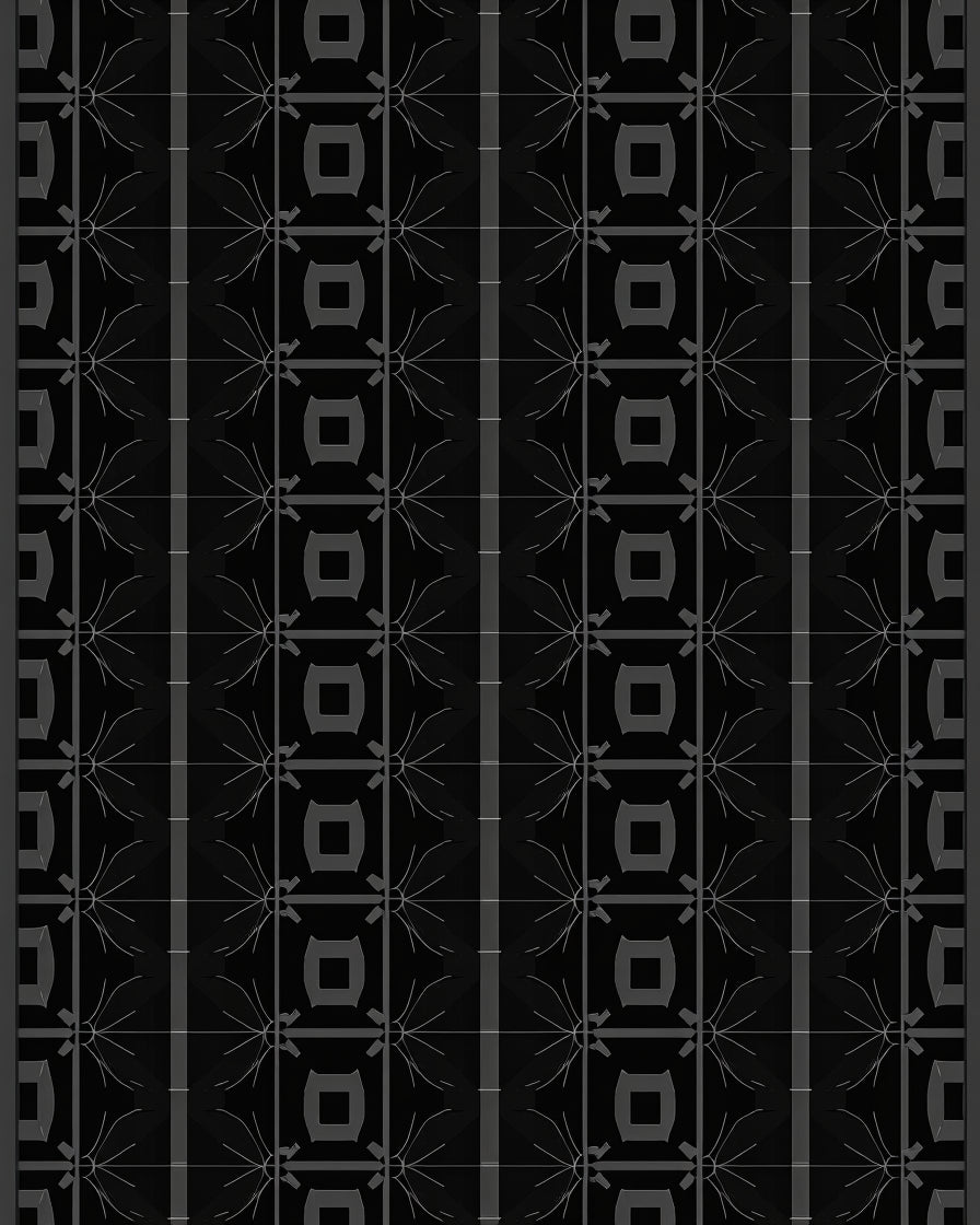 Dark Gray Geometric Starburst Medallion Rug