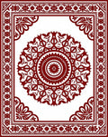Deep Red Medallion Square Border Rug
