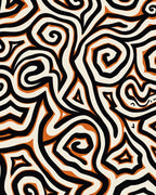 Bold Orange Black Swirl Maze Rug