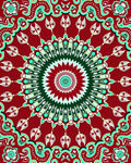 Crimson Emerald Teal Mandala Medallion Rug