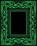 Vibrant Neon Green Ornate Border Rug