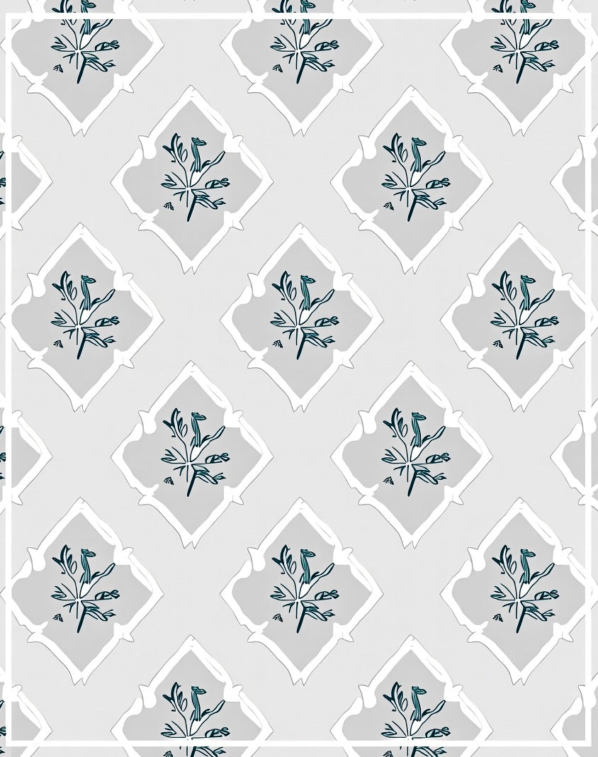 Gray Botanical Diamond Art Rug