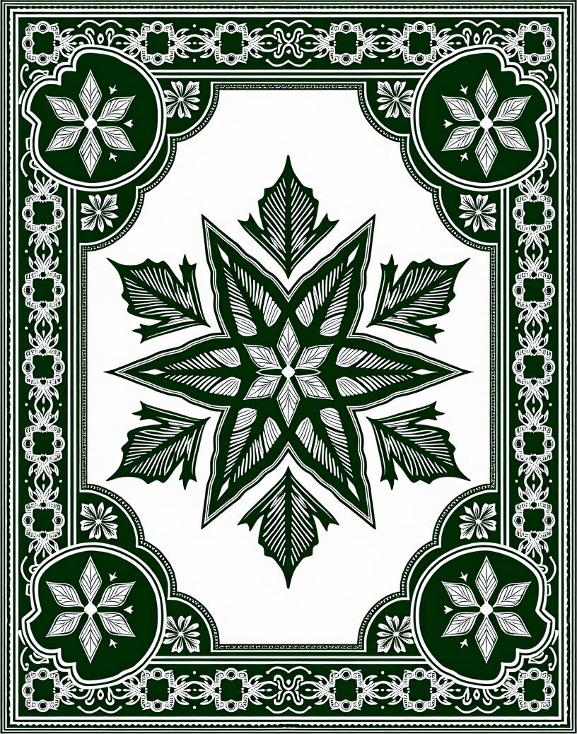 Emerald Green Starburst Mandala Rug