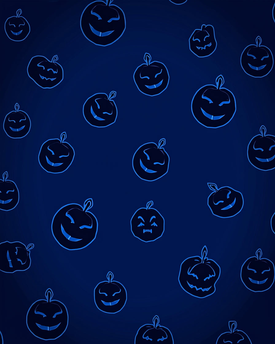 Dark Blue Glowing Jack-o-lantern Faces Rug