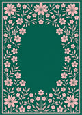 Pink Floral Vine Border Teal Rug