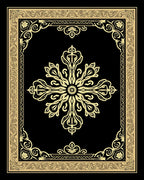 Exquisite Black Gold Floral Medallion Rug