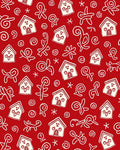 Red Cream Whimsical Gingerbread Houses Rug