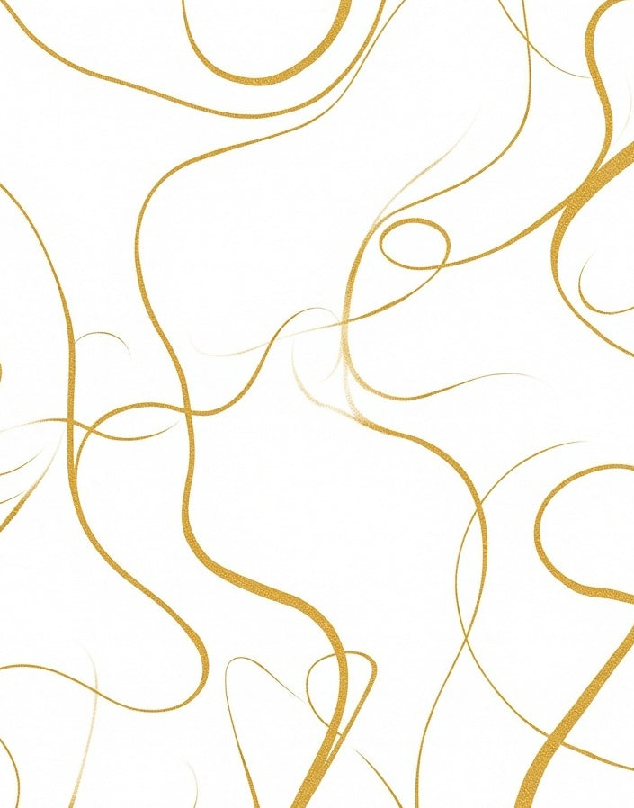 Golden Swirl Calligraphy Abstract Rug