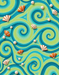Aqua Lime Swirl Seashell Pearls Rug