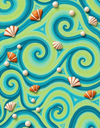 Aqua Lime Swirl Seashell Pearls Rug