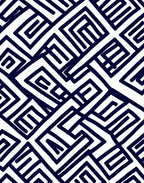 Navy Blue Geometric Maze Harmony Rug