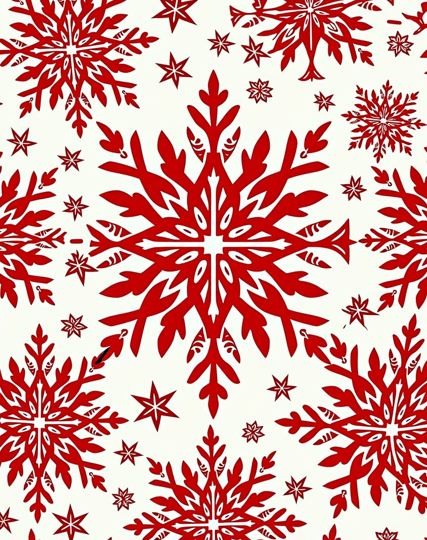 Bold Red Snowflake Repeating Pattern Rug