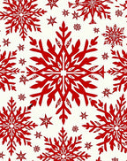 Bold Red Snowflake Repeating Pattern Rug