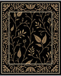 Ornate Black Gold Leaf Branches Rug