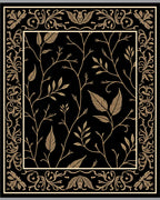 Ornate Black Gold Leaf Branches Rug