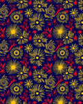 Retro Sunburst Floral Red Accents Rug