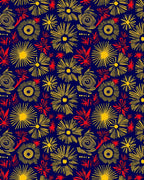 Retro Sunburst Floral Red Accents Rug