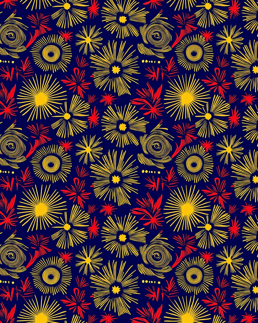 Retro Sunburst Floral Red Accents Rug