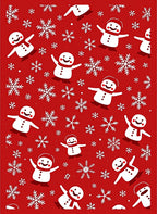 Red Snowman Snowflake Celebration Rug