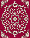 Crimson Red Floral Medallion Rug