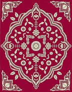 Crimson Red Floral Medallion Rug