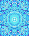 Radiant Aqua Floral Sunburst Mandala Rug